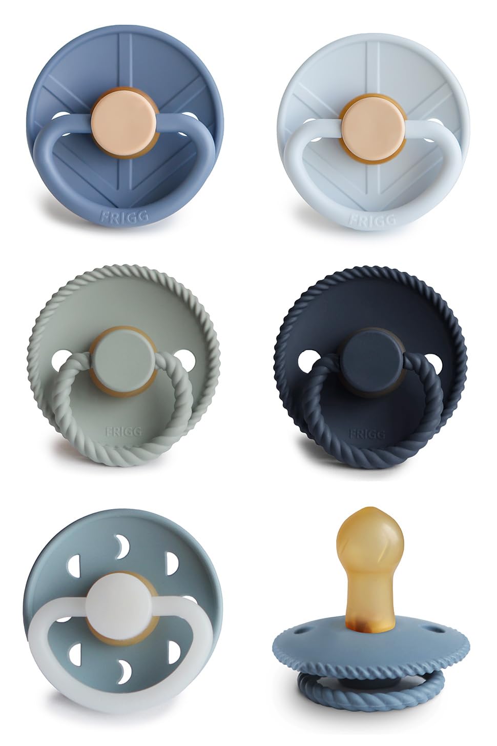 FRIGG Daisy Night Natural Rubber Baby Pacifier | Made in Denmark | BPA-Free (Blush/Cream, 6-18 Months) 2-Pack