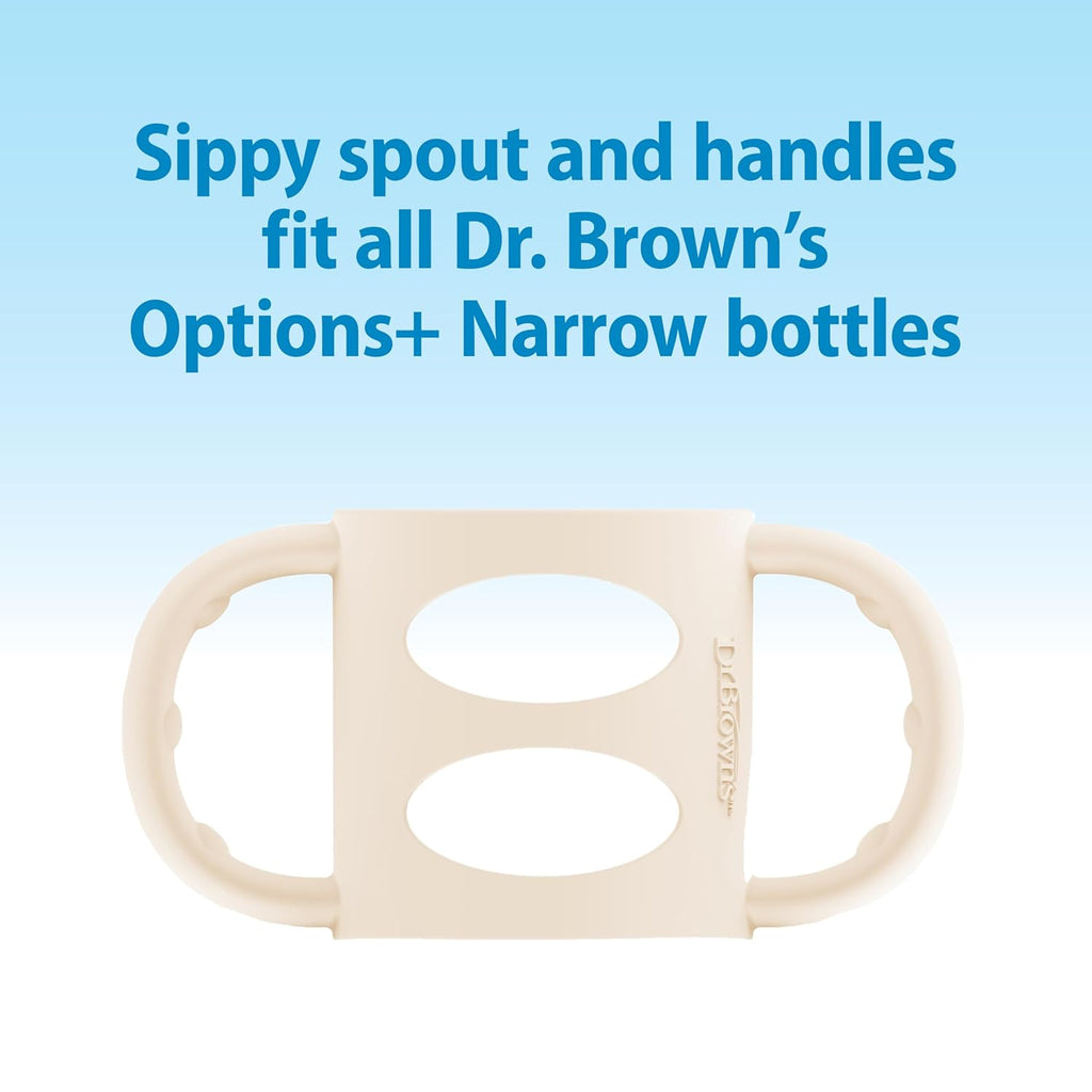 Dr. Brown's Narrow Sippy Spout Bottle with Handles, Pink & Ecru, 2-Pack