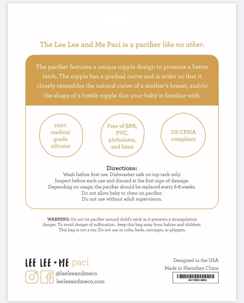 Lee Lee and Me Newborn Pacifier - Sand - 100% Medical Grade Silicone Paci - Breast-Like Nipple for Natural Latch - BPA-Free - Size 0-18 Months