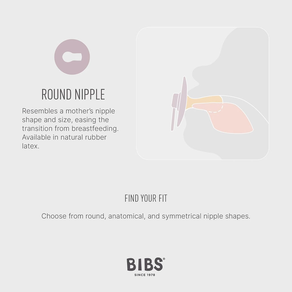 BIBS Pacifiers Colour Collection | Natural Rubber Baby Pacifier | Set of 2 BPA-Free Soothers | Made in Denmark | 0+ Months (Pack of 2) | Blush/Ivory