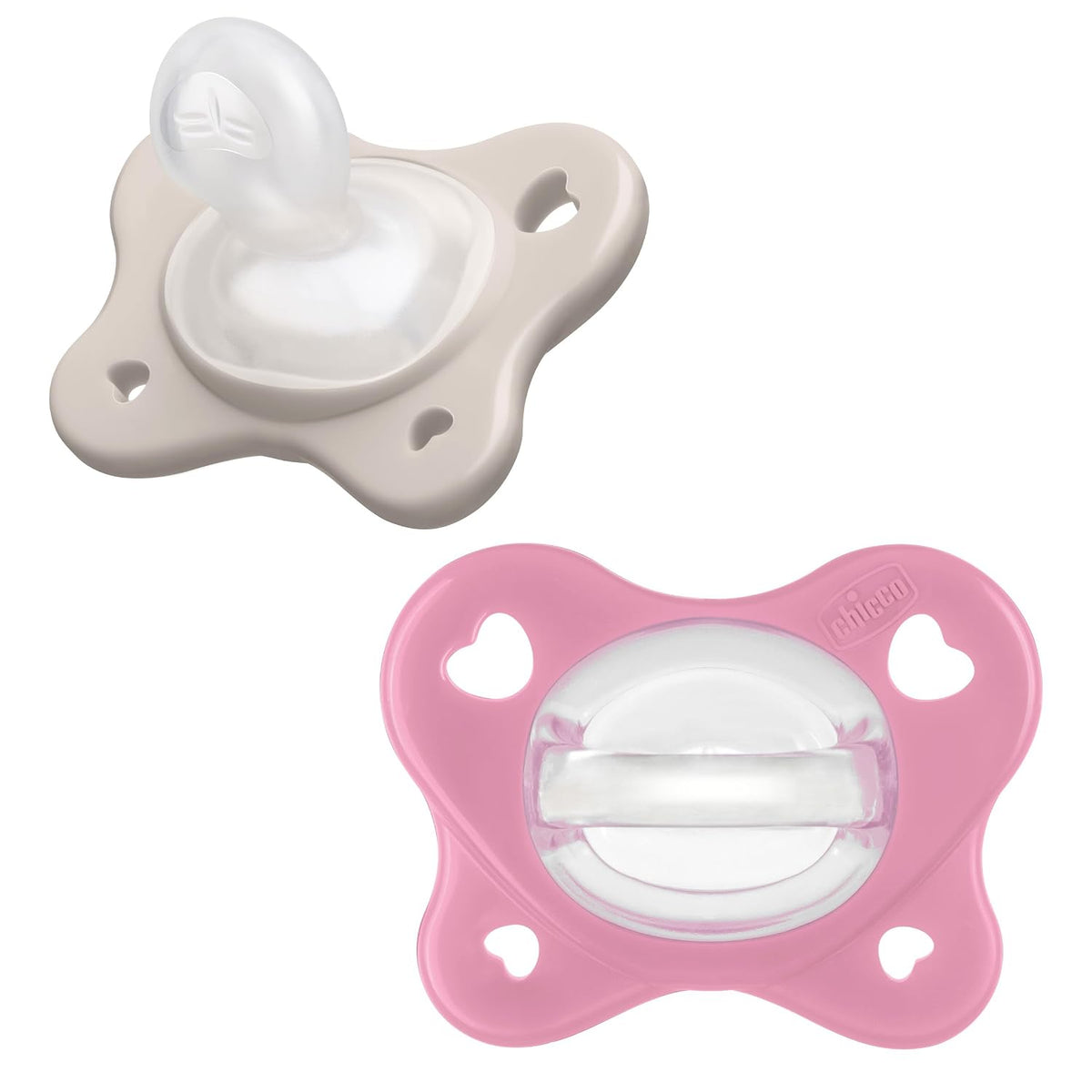Chicco Dual Soft Orthodontic Pacifier One-Piece Silicone, 6-16m, 2-Pack