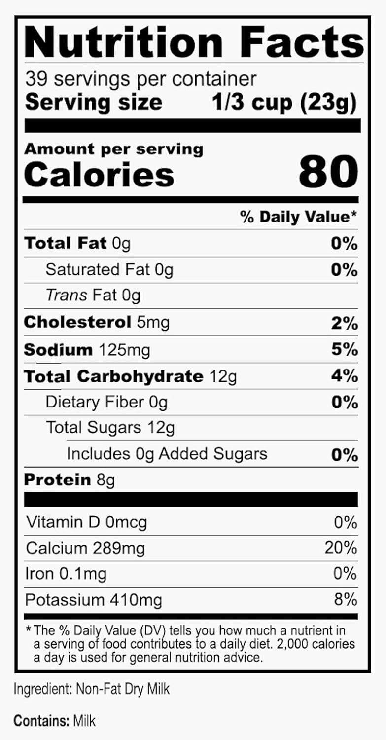Anthony's Non Fat Milk Powder, 2 lb, Instant, Gluten Free & Non GMO