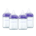 Lansinoh Anti-Colic Glass Baby Bottles, Purple Collar, 5 Ounces, 4 Count