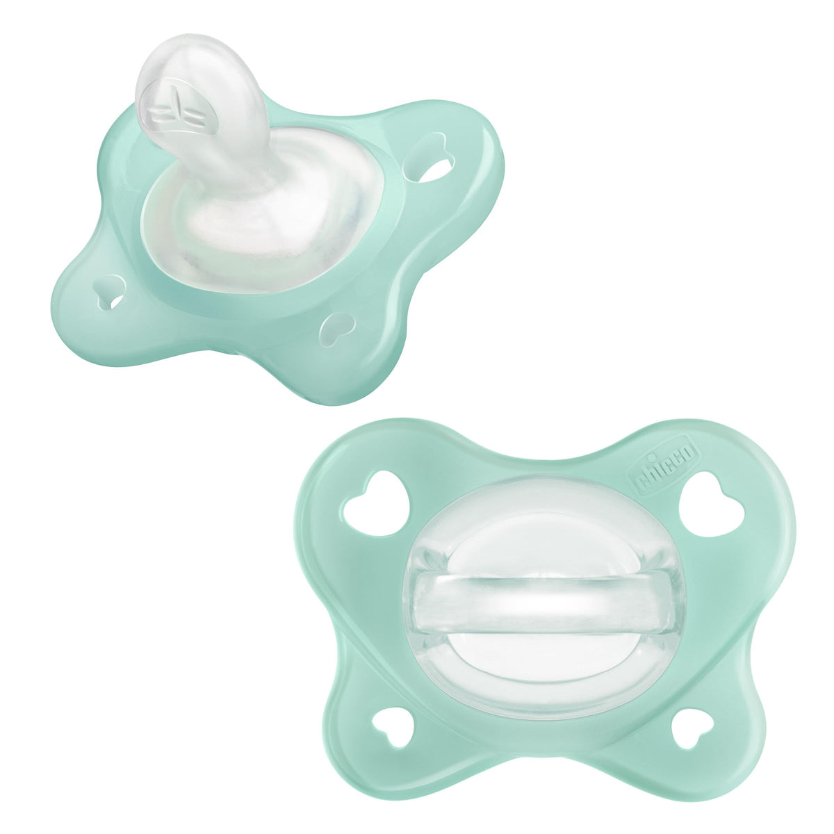 Chicco Dual Soft Orthodontic Pacifier One-Piece Silicone, 6-16m, 2-Pack