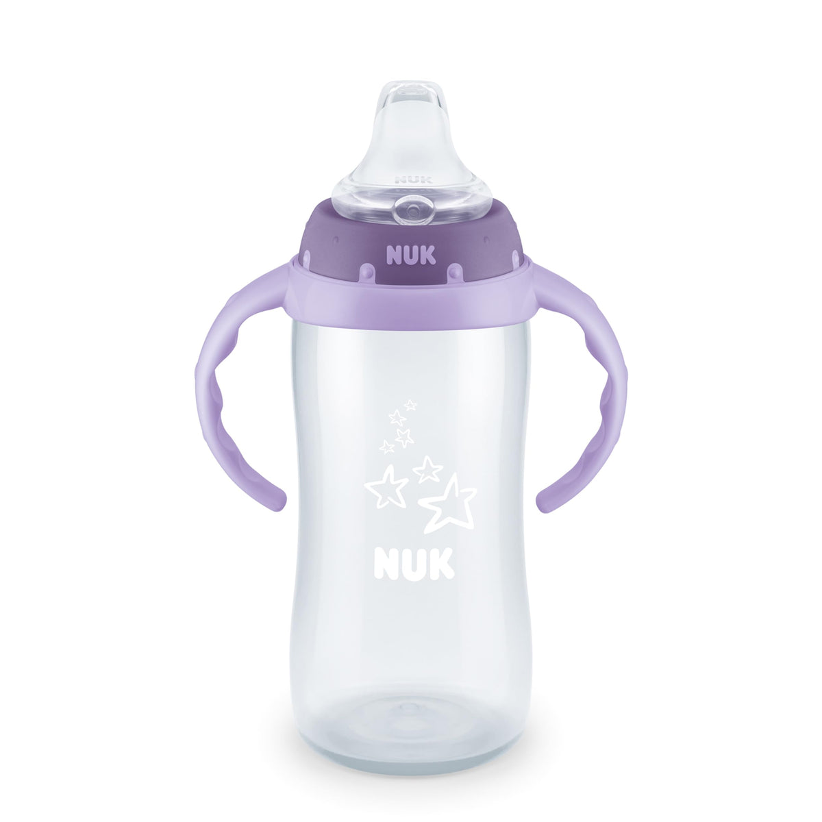 NUK First Choice Large Learner Cup 2.0, 10 oz. Sippy Cup with Handles, Spill Proof, Leak Proof Soft Straw Cup, 2-Pack