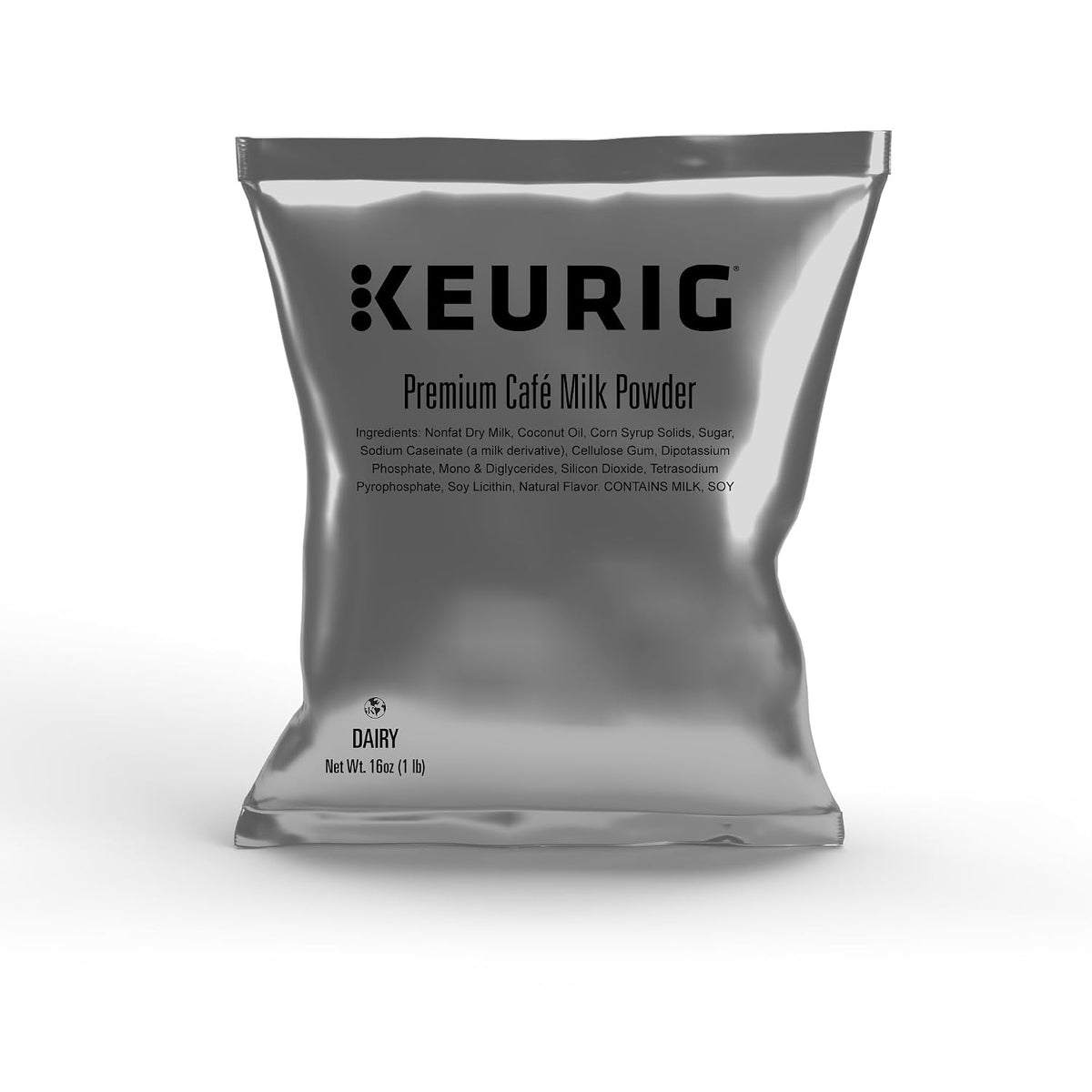 Keurig Premium Café Milk Powder, 1lb Bag, Specialty Beverage Base for Lattes & Cappuccinos, Makes About 30 Drinks, for Commercial Brewers, Contains Milk & Soy, 12 Pack