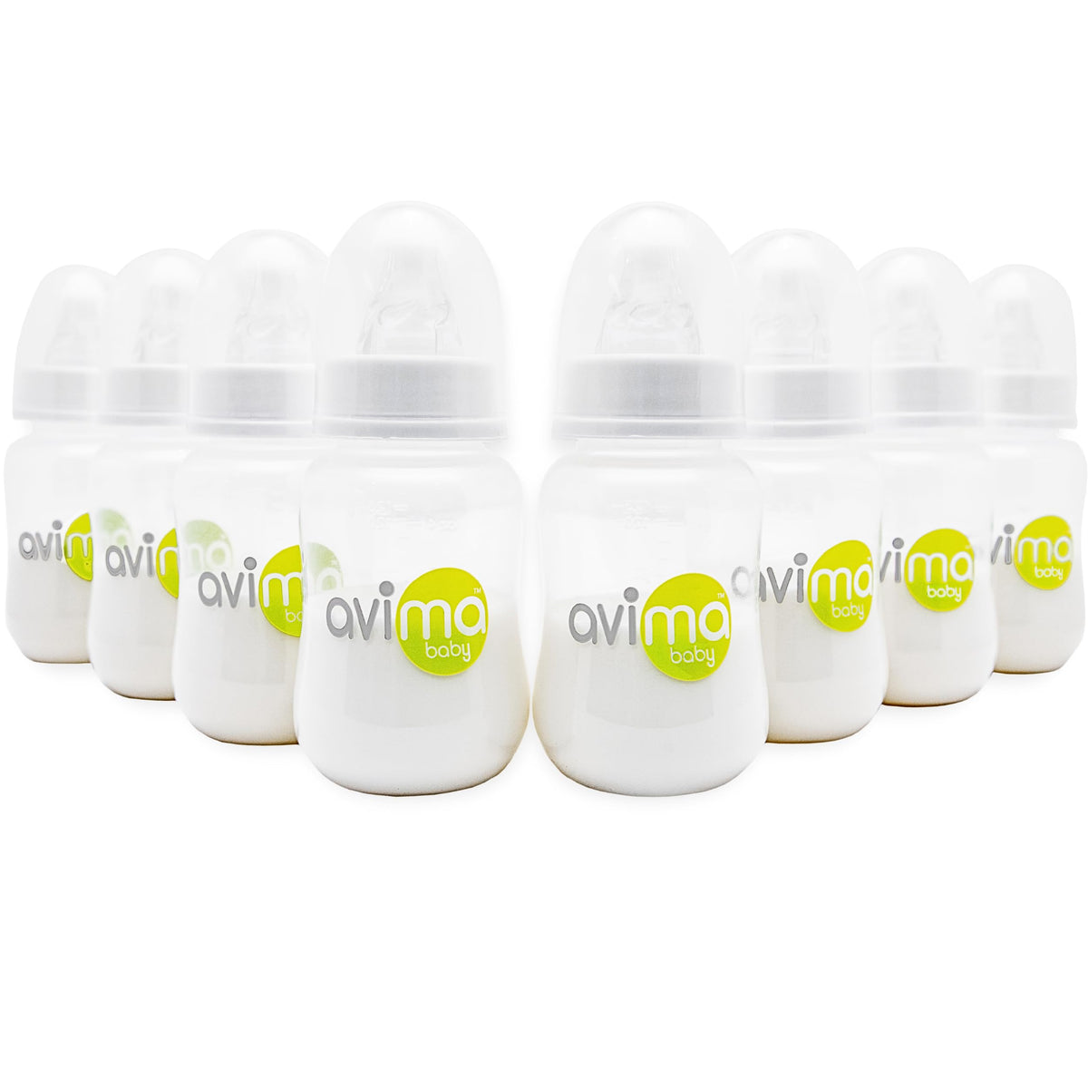 Avima 4 oz Anti Colic Baby Bottles w Slow Flow Nipples. 0-3M (Set of 6)