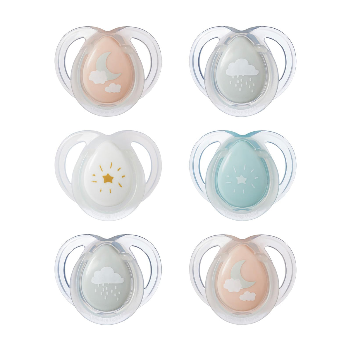 Tommee Tippee Night Time Pacifier, Glow in the Dark, 0-6m, Pack of 4
