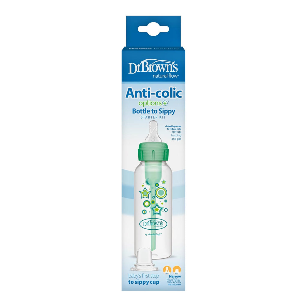 Dr. Brown's Narrow Sippy Bottle Starter Kit, Green, 6m+