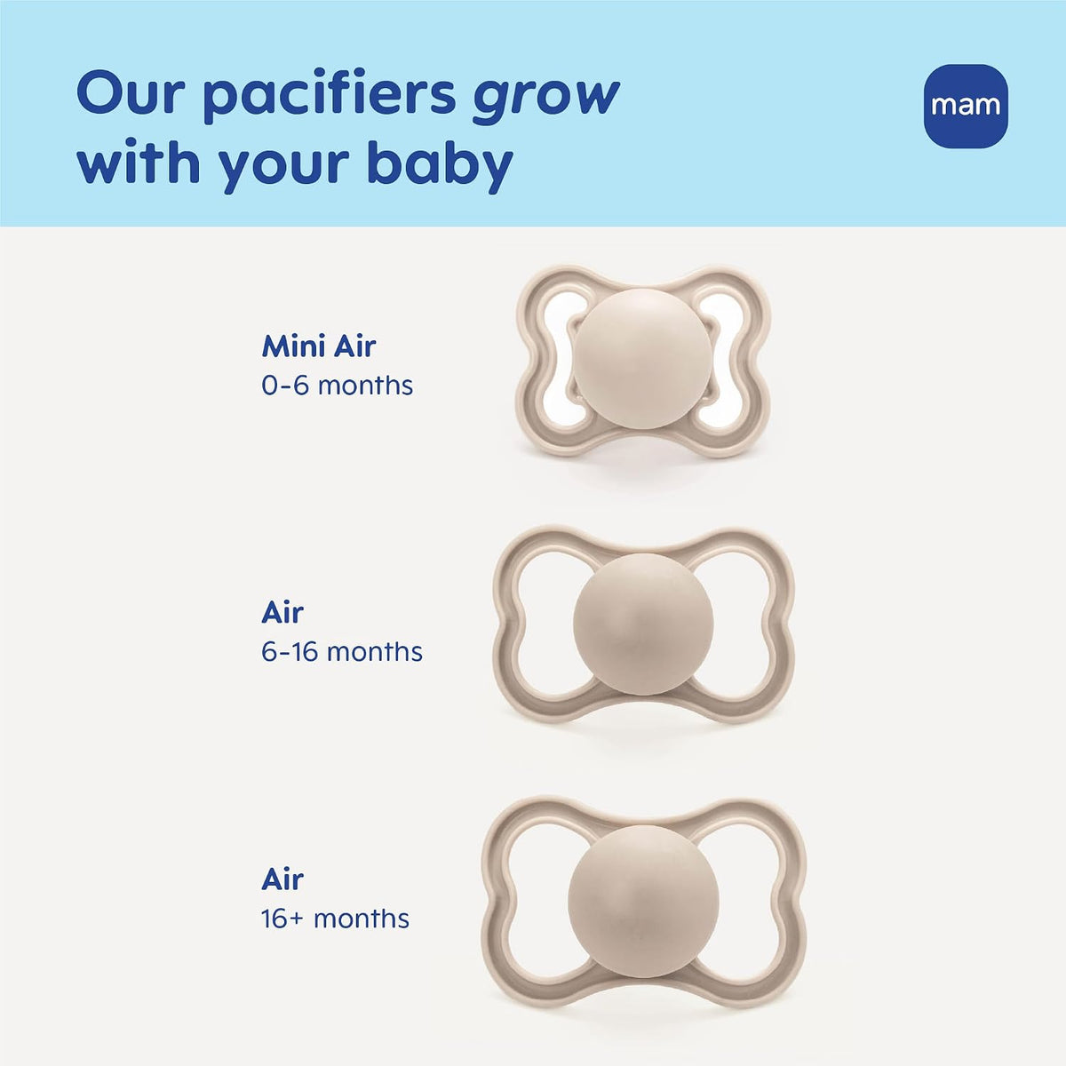 MAM Air Pacifier 6-16 Months, Extra Air Flow for Sensitive Skin, 4 Pack