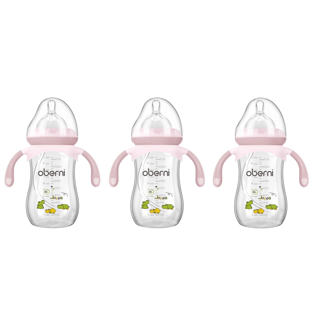 Oberni Baby Bottles, Weighted Straw Toddler Milk Bottles with Non-Slip Handle, Size + Variable Fast Flow, 12+ Months, BPA-Free, Blue/2Pack/9oz