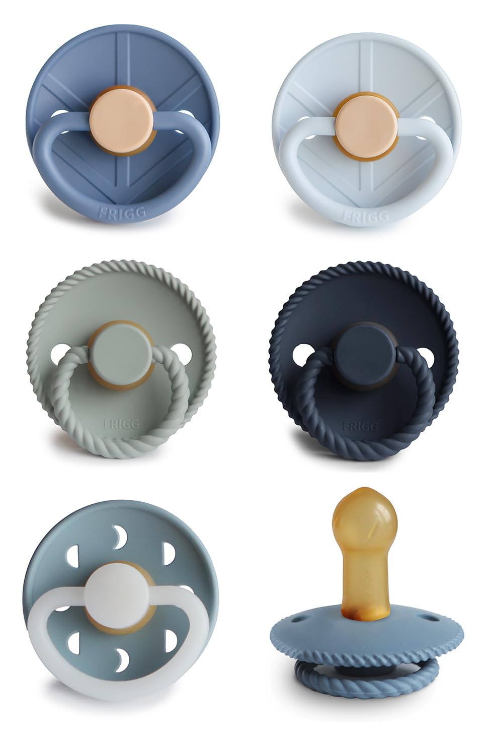 FRIGG Daisy Night Natural Rubber Baby Pacifier | Made in Denmark | BPA-Free (Blush/Cream, 6-18 Months) 2-Pack