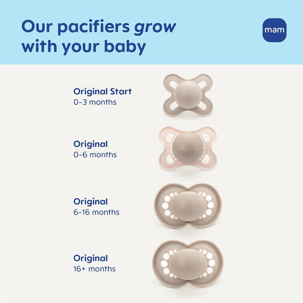 MAM Original Start Baby Pacifiers 0-3 Months, Glow in The Dark, 4 Pack