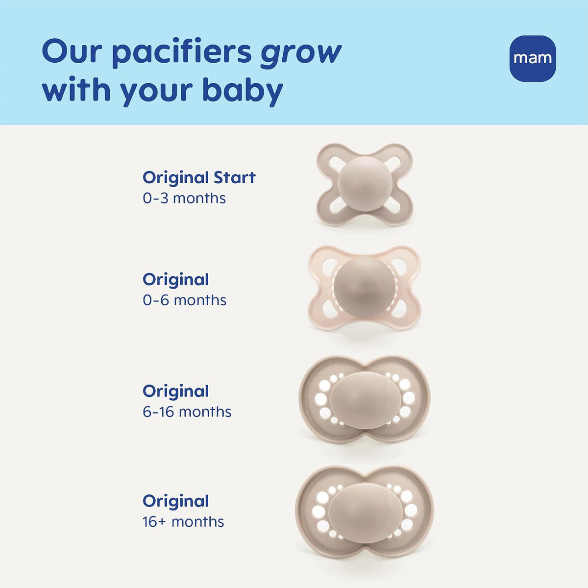 MAM Original Start Baby Pacifiers 0-3 Months, Glow in The Dark, 4 Pack