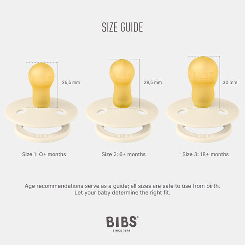 BIBS Pacifiers Colour Collection | Natural Rubber Baby Pacifier | Set of 2 BPA-Free Soothers | Made in Denmark | 0+ Months (Pack of 2) | Blush/Ivory