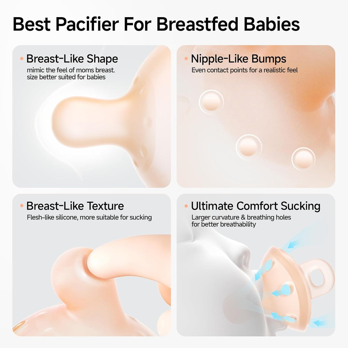 Garkoko Breast-Like Baby Pacifier for Newborns Breastfed Babies 0-6 Months