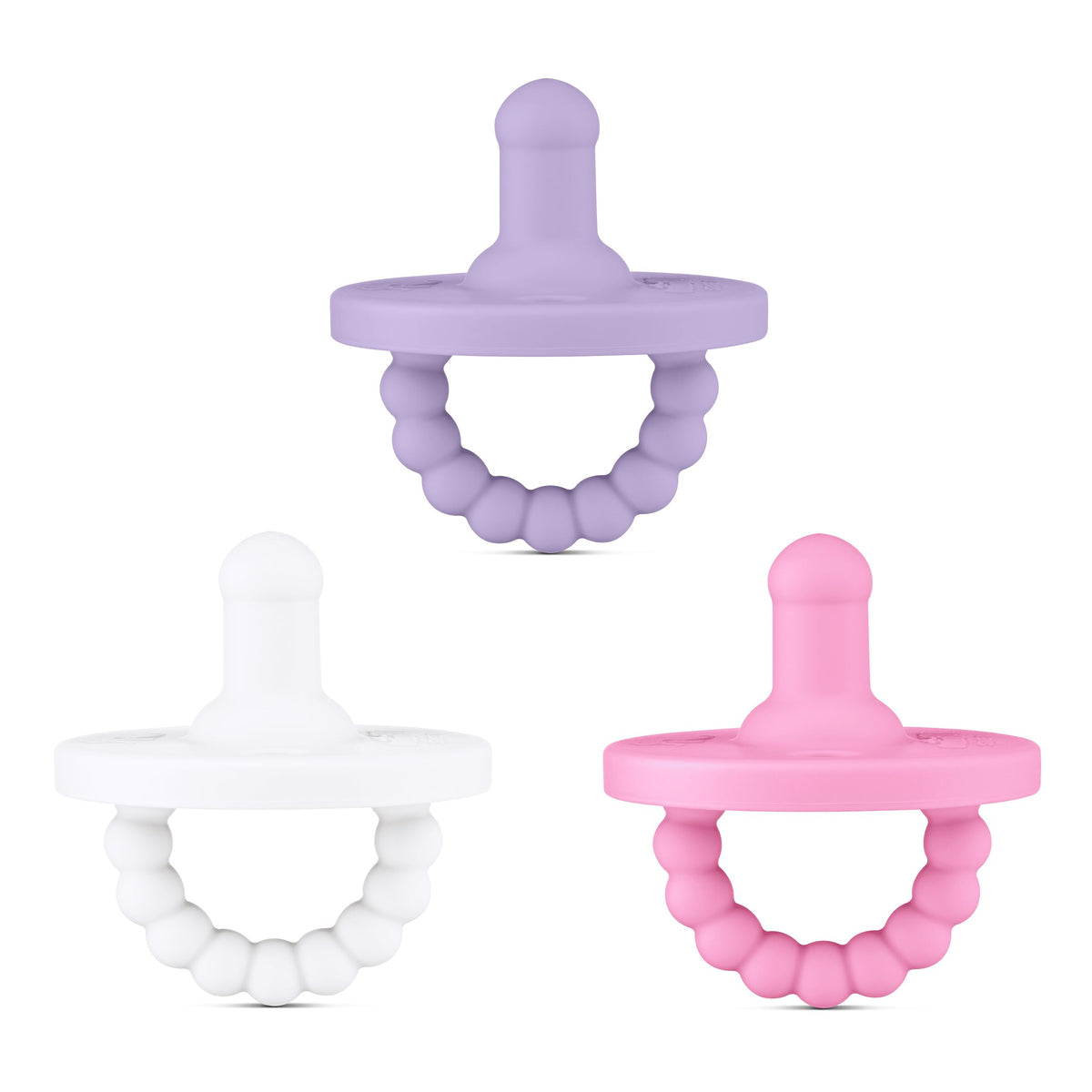 Ryan & Rose Cutie PAT 3 Pack Baby Pacifiers Teether Teething Ring Binky (Canvas, Flat Orthodontic)