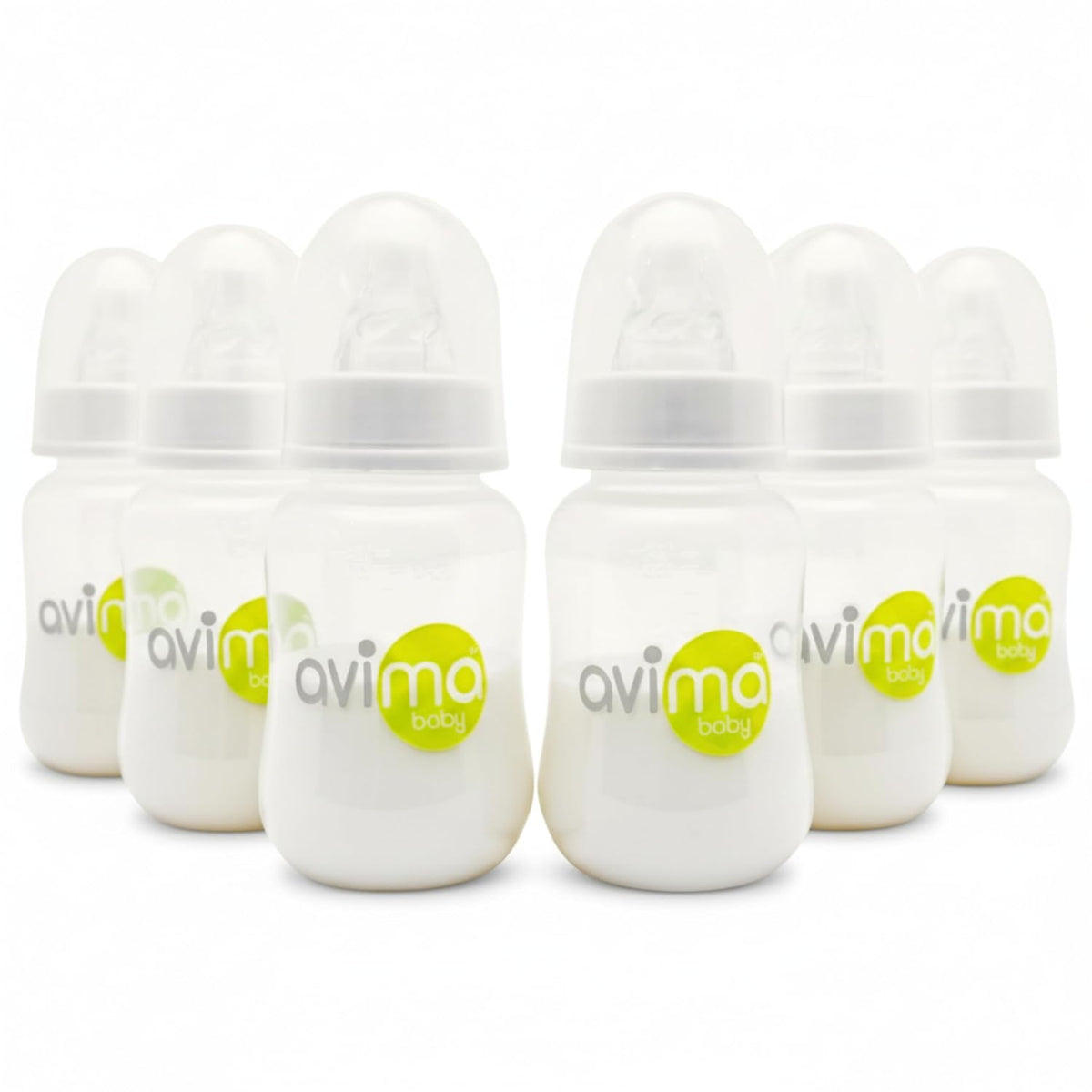 Avima 4 oz Anti Colic Baby Bottles w Slow Flow Nipples. 0-3M (Set of 6)