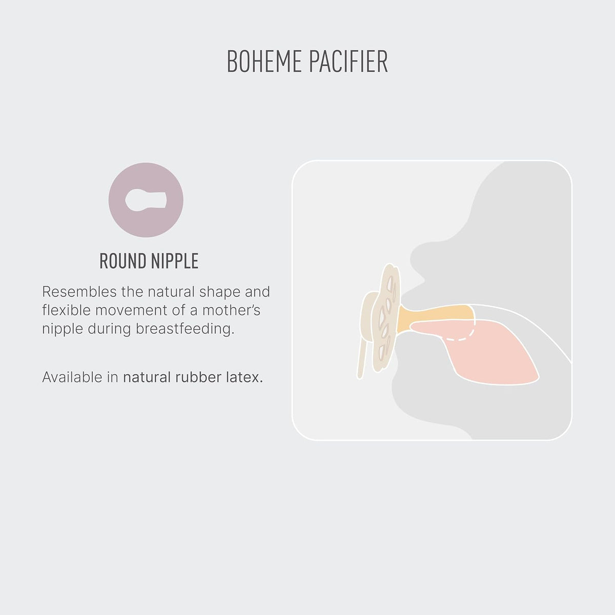BIBS Pacifiers 6-18 Months | Boheme Collection 2-Pack | BPA-Free Round Nipple | Made in Denmark | Dusty Pink/Elderberry Color Pacifier