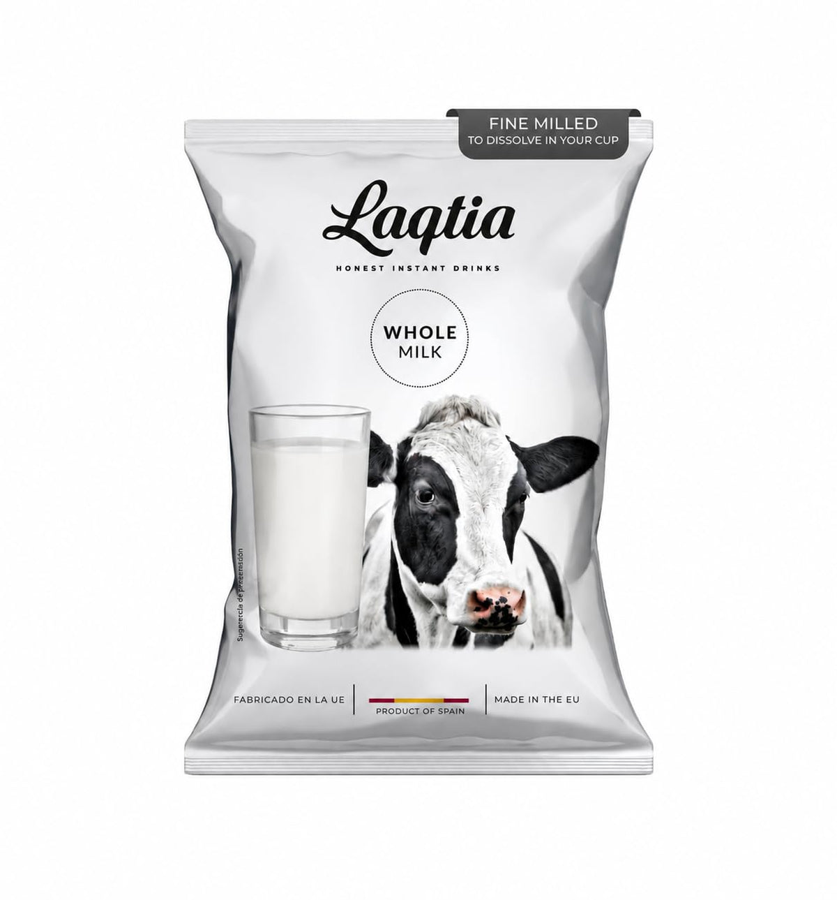 Instant Full Cream / Whole Milk Powder PACKETS by Laqtia, 18 Count Box, Makes an 8oz glass of Milk, Non GMO, Free of bST and rBGH, made using 100% European Dairy, product of Spain (Convenient On-The-Go) Instant Milk)