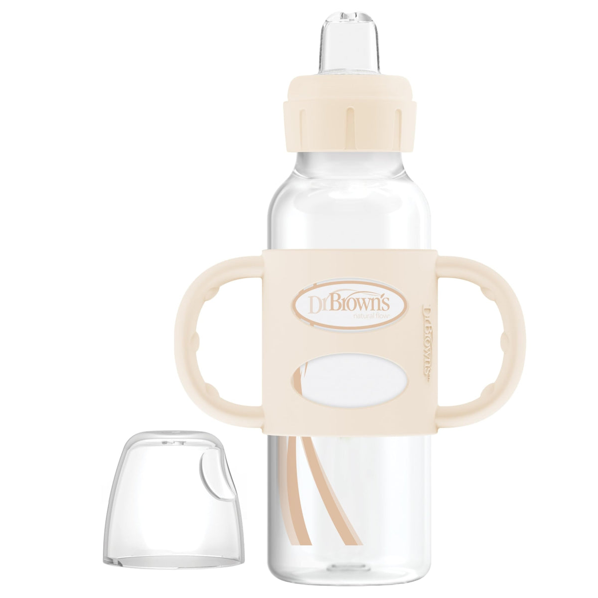 Dr. Brown's Narrow Sippy Spout Bottle with Handles, Pink & Ecru, 2-Pack