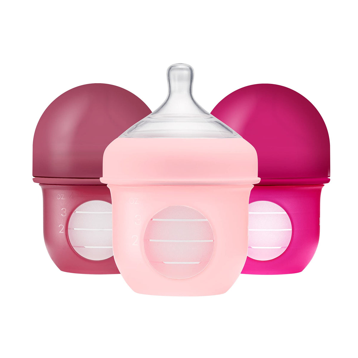 Boon Nursh Silicone Baby Bottles - Color Block - 4 Oz - 3 Count