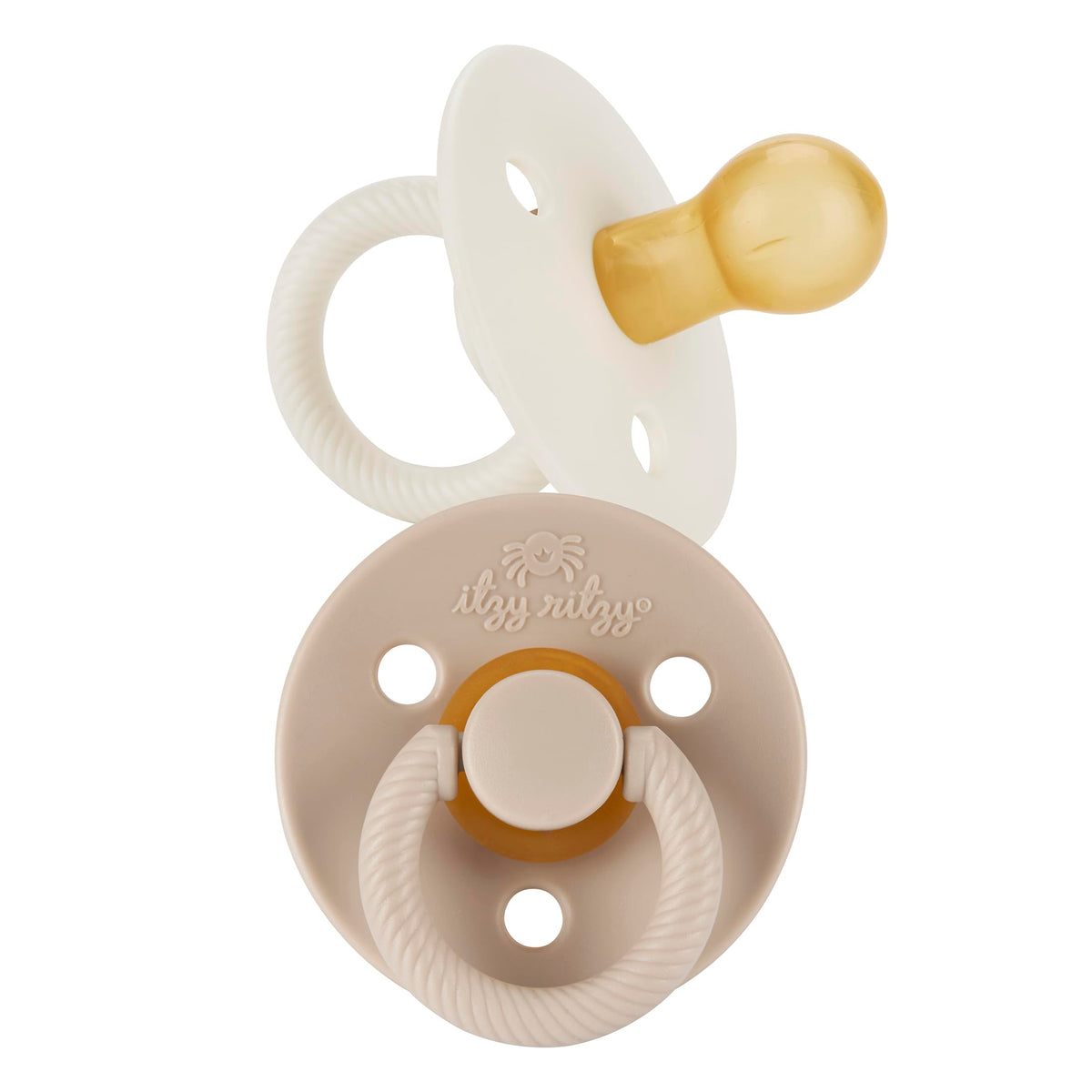 Itzy Ritzy Natural Rubber Pacifiers, 6-18 Mos, Set of 2, Blossom/Rosewood