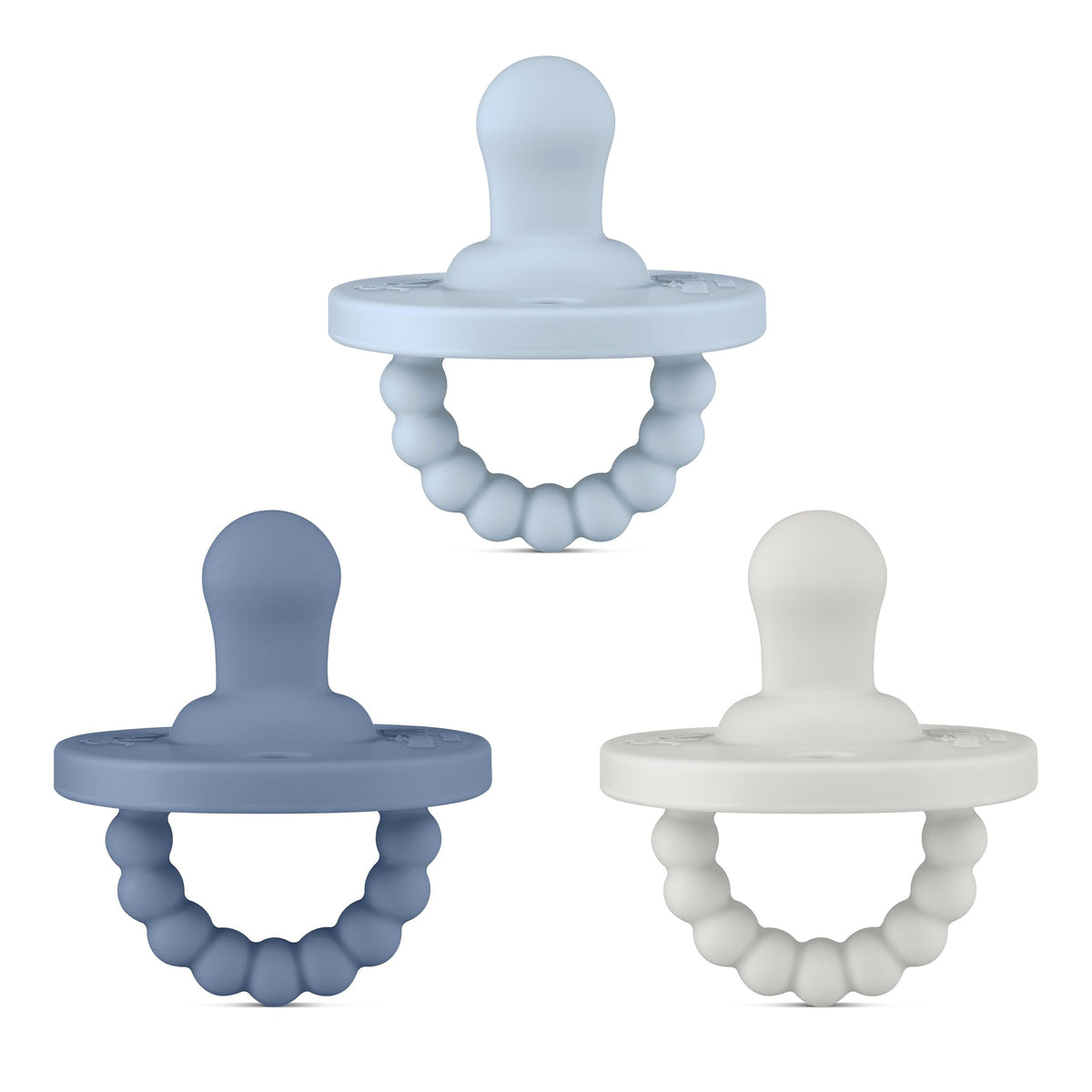 Ryan & Rose Cutie PAT 3 Pack Baby Pacifiers Teether Teething Ring Binky (Canvas, Flat Orthodontic)