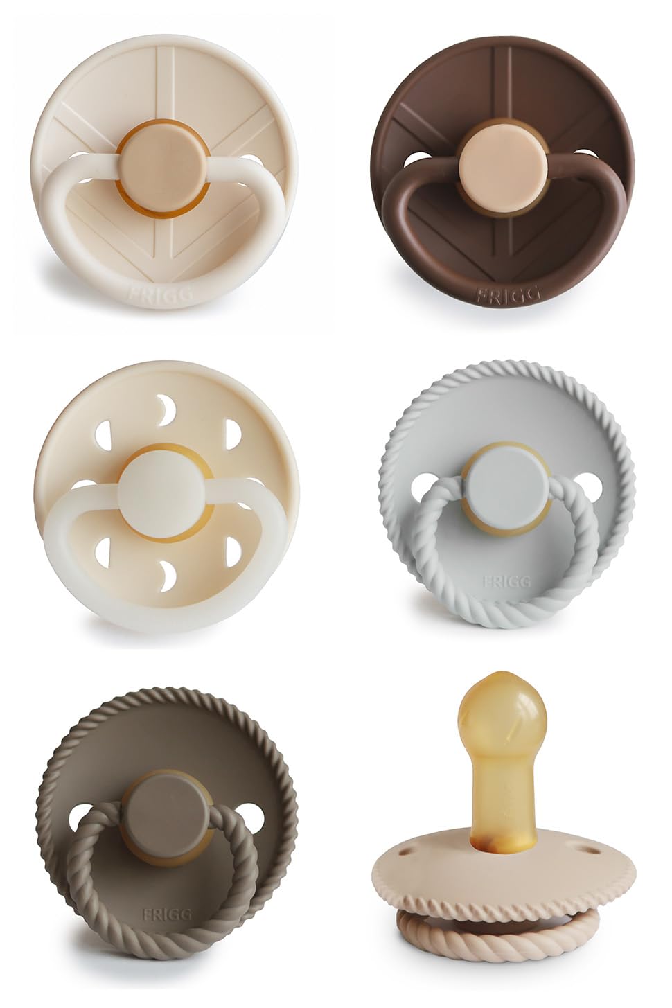 FRIGG Daisy Night Natural Rubber Baby Pacifier | Made in Denmark | BPA-Free (Blush/Cream, 6-18 Months) 2-Pack