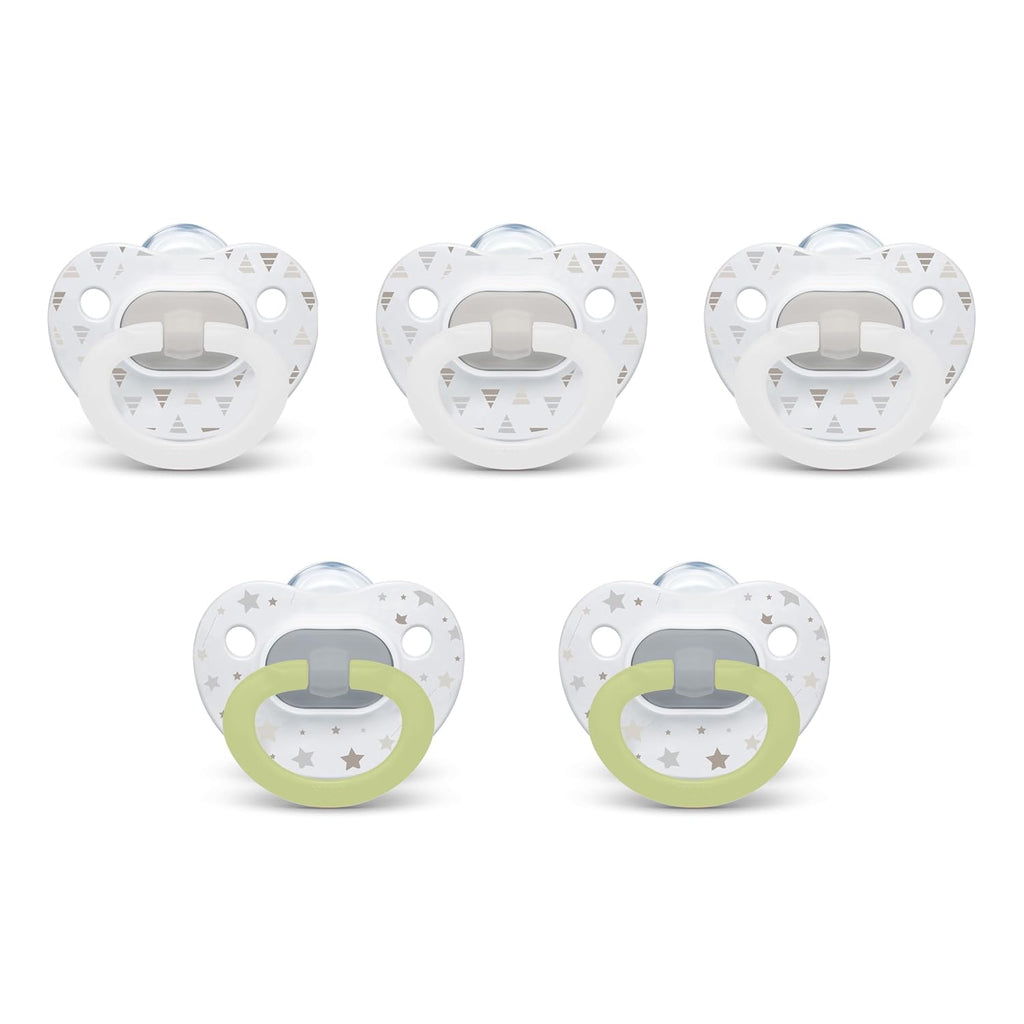 NUK First Choice Classic Orthodontic Baby Pacifier, 0-6 Months Newborn Pacifier, Neutral, Baby Must Haves, 5-Pack