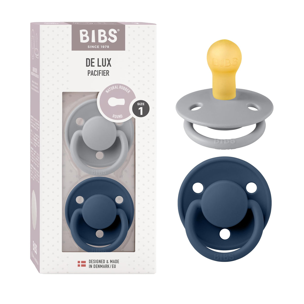 BIBS Pacifiers - De Lux Collection | BPA-Free Baby Pacifier | Made in Denmark | Set of 2 Ivory/Blush Color Premium Soothers | Size 6-18 Months