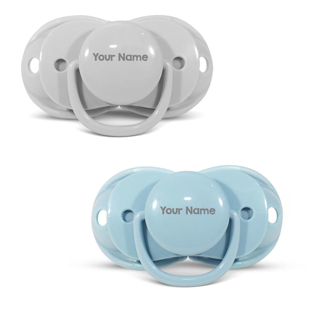 RaZbaby Keep-It-Kleen Baby Pacifier 2-Pack Closes When Dropped - BPA-Free Silicone Orthodontic Nipple, Ideal for Travel, Nipple Stays Clean, 0-36 Months - Grey/Blue