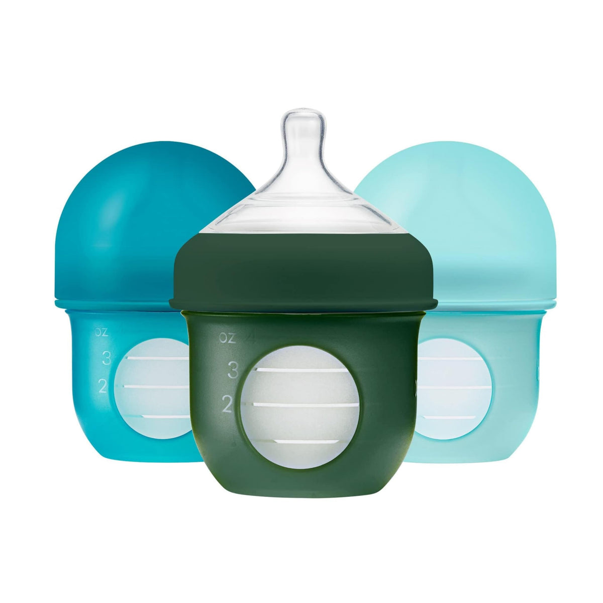 Boon Nursh Silicone Baby Bottles - Color Block - 4 Oz - 3 Count