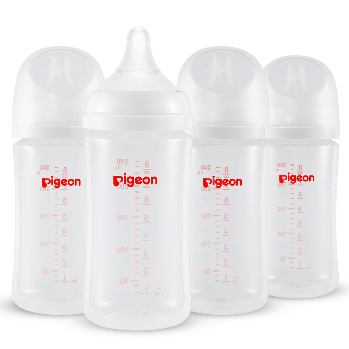 Pigeon PP Wide Neck Anti-Colic Nursing Bottle, 8.1 oz, 4-Pack