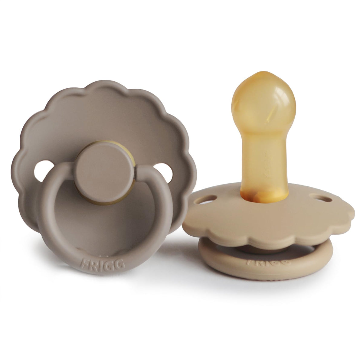 FRIGG Daisy Night Natural Rubber Baby Pacifier | Made in Denmark | BPA-Free (Blush/Cream, 6-18 Months) 2-Pack