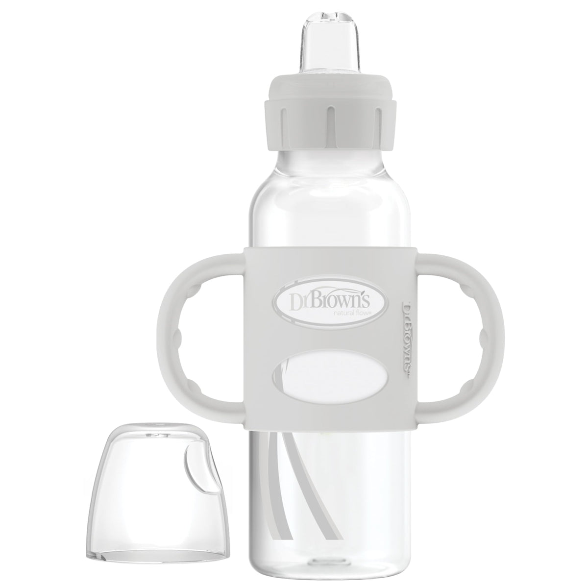 Dr. Brown's Narrow Sippy Spout Bottle with Handles, Pink & Ecru, 2-Pack