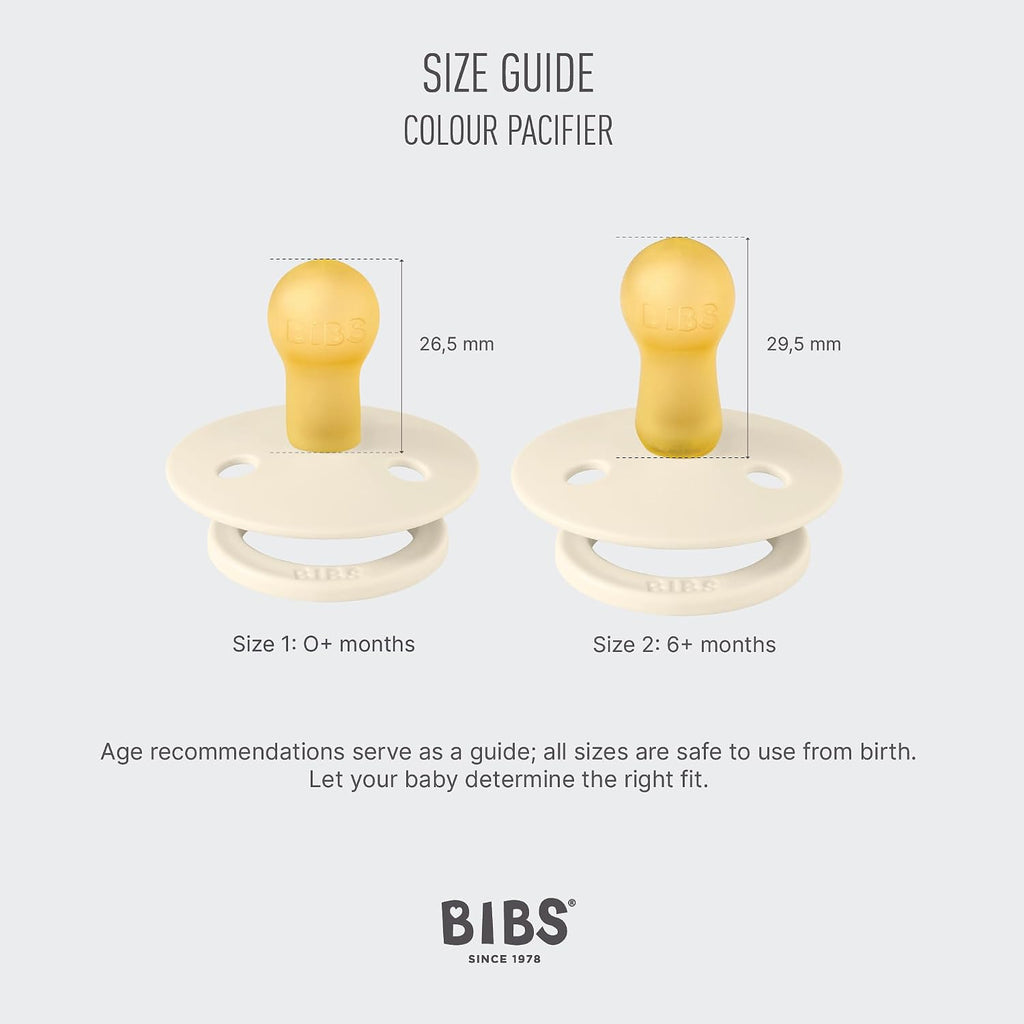 BIBS Colour Pacifier, 6-18 Months, 2-Pack, Round, Block Baby Pink Coral