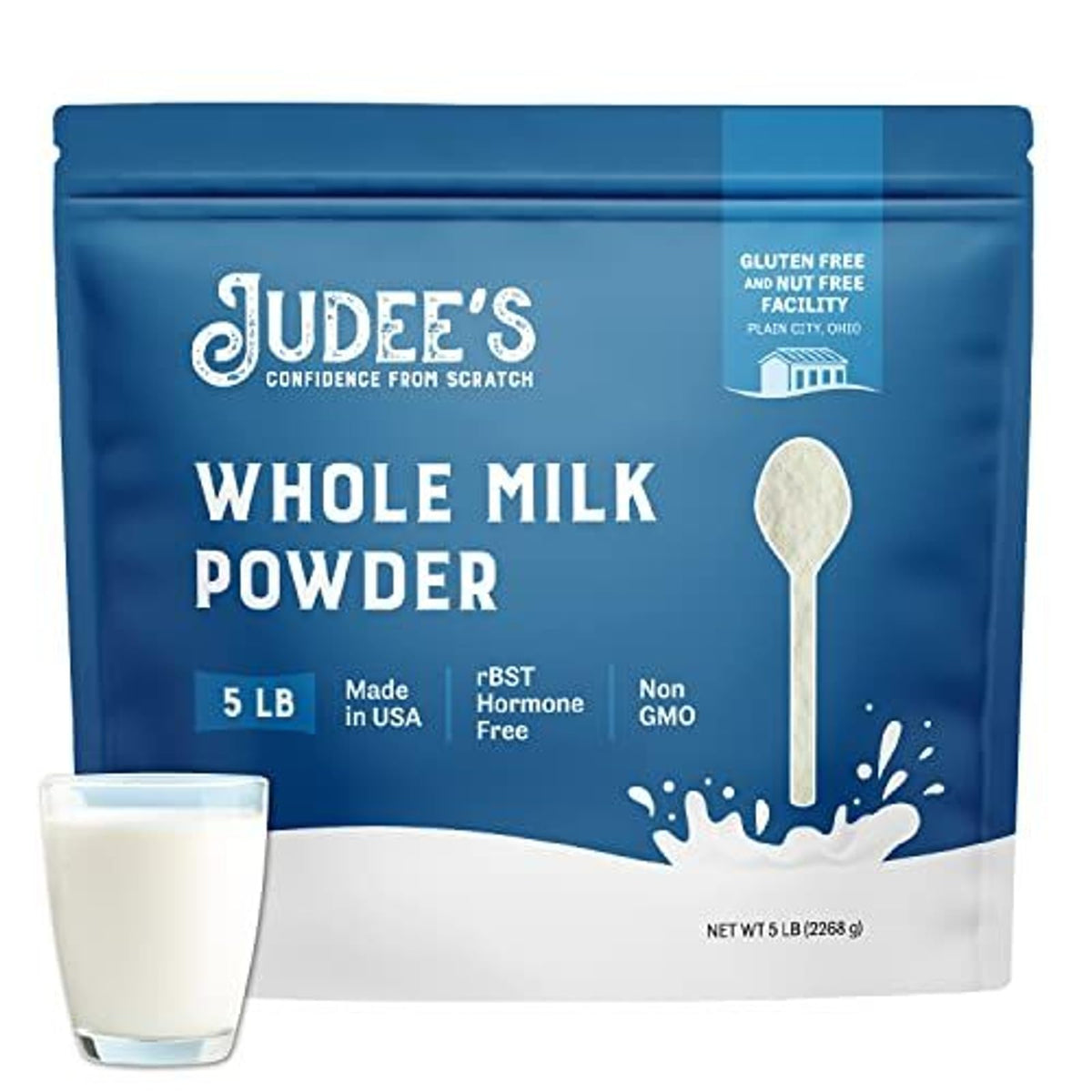 Judee's Gluten Free Whole Milk Powder - Creamy Instant Milk Powder for Baking Pancakes & Bread - Shelf-Stable Blend for Travel & Camping - 11 oz, Pack of 1