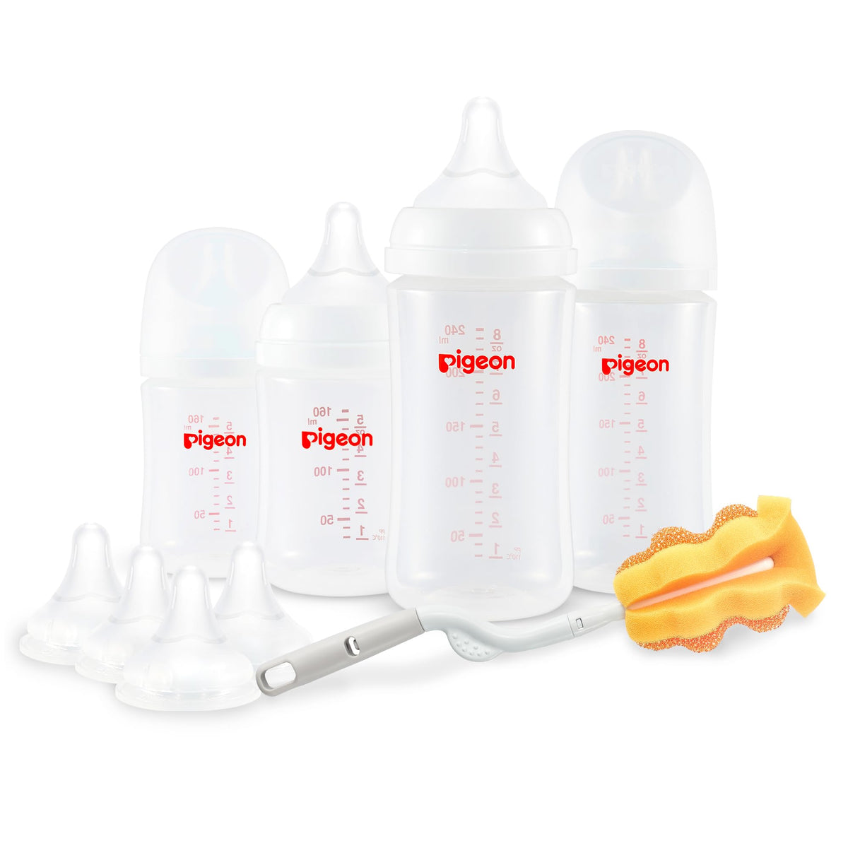 Pigeon PP Wide Neck Anti-Colic Nursing Bottle, 8.1 oz, 4-Pack