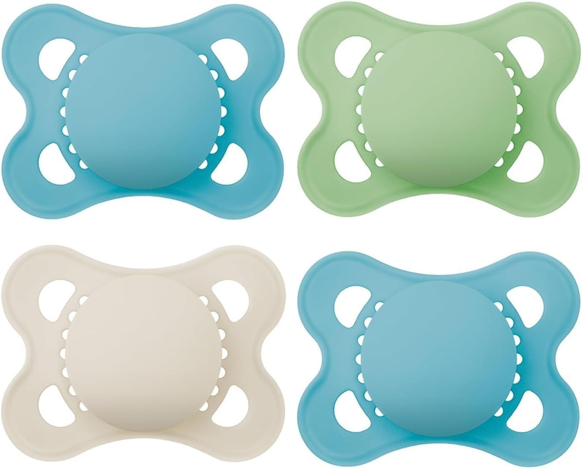 MAM Original Baby Pacifier 0-6 Mths, Skin Soft Silicone Nipple, 4 Pack