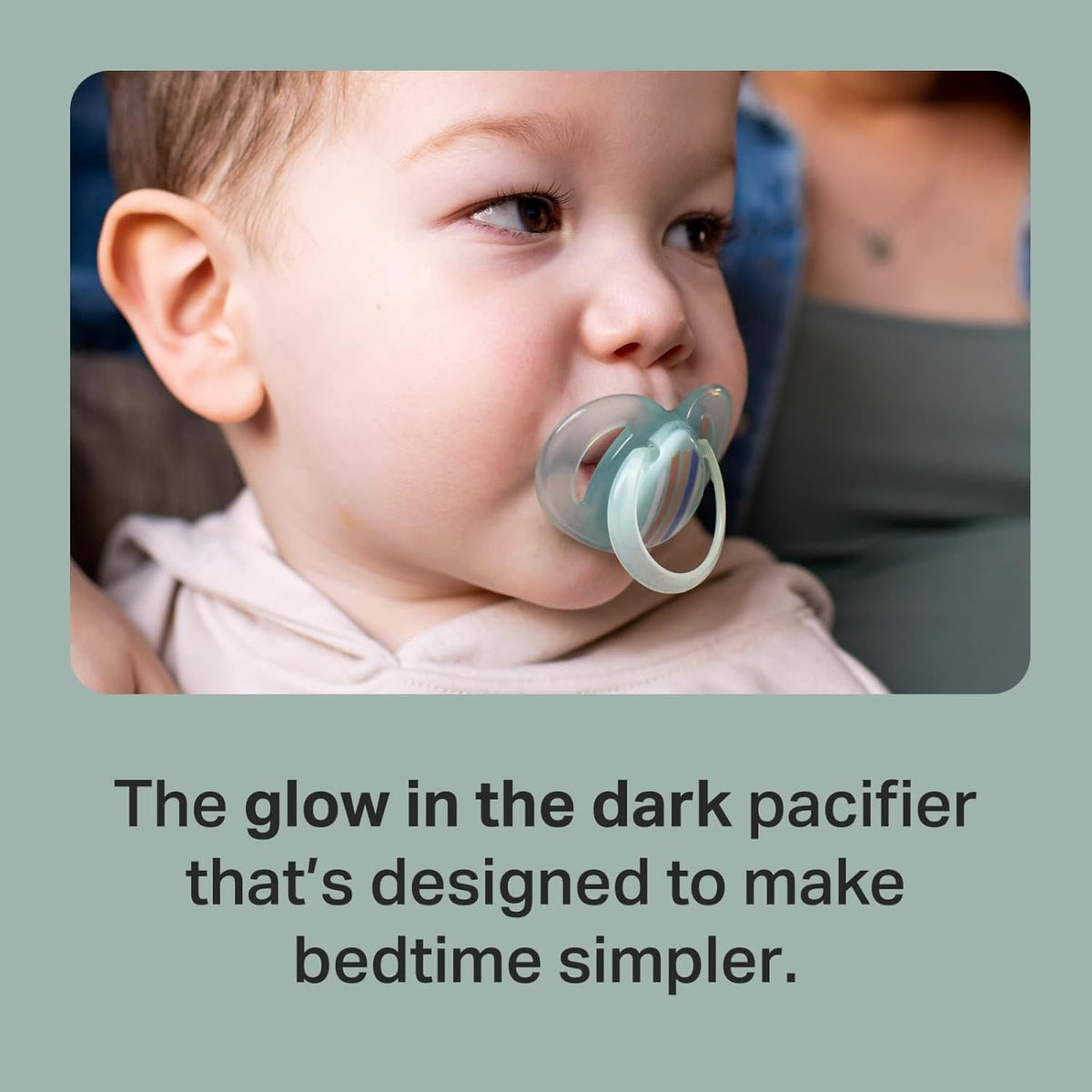 Tommee Tippee Night Time Pacifier, 6-18 Months, Symmetrical Silicone Baglet, BPA-Free Binkies, Glow in The Dark Technology, Blue Rainbow, Pack of 6