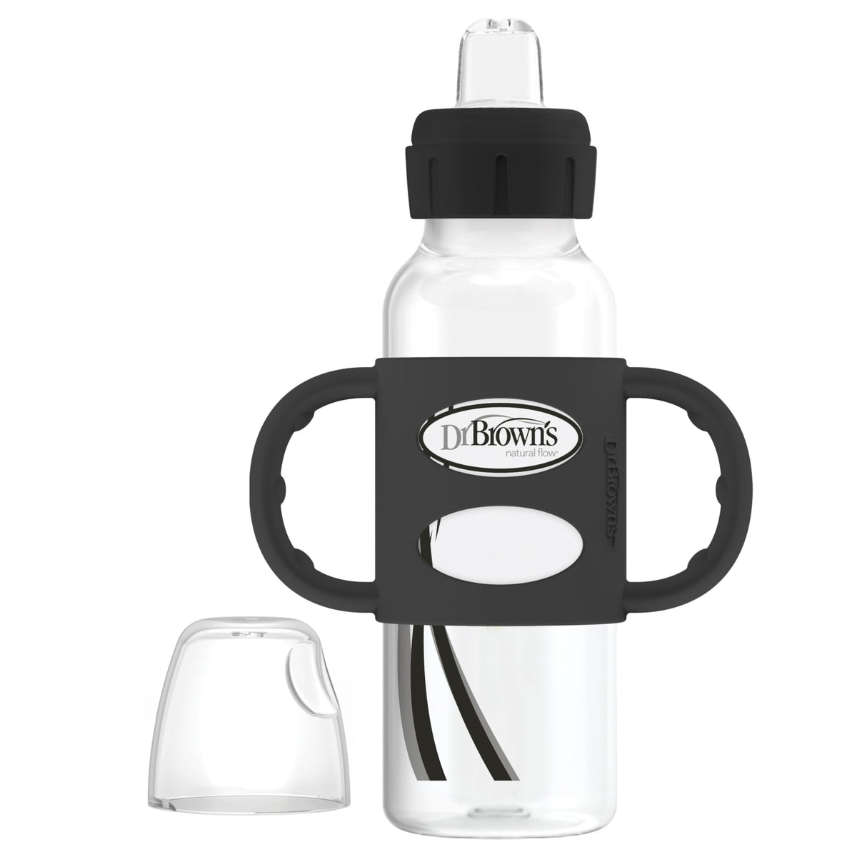 Dr. Brown's Narrow Sippy Spout Bottle with Handles, Pink & Ecru, 2-Pack