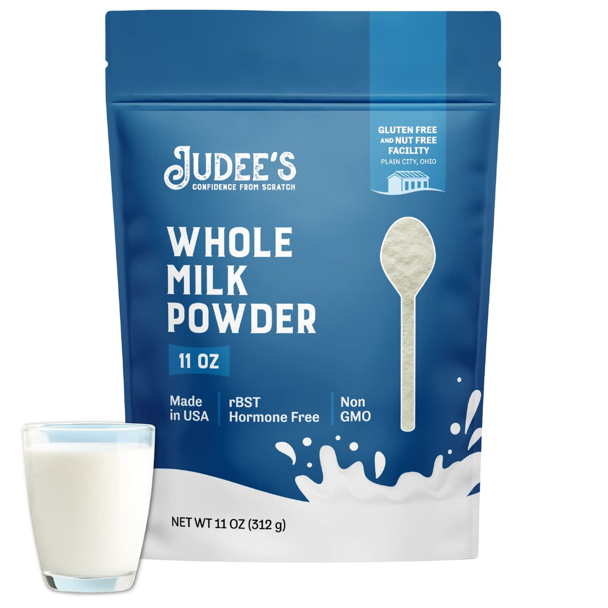 Judee's Gluten Free Whole Milk Powder - Versatile Powdered Milk for Baking - Shelf Stable Dry Mix for Long-Term Storage - 40 oz, Pack of 1