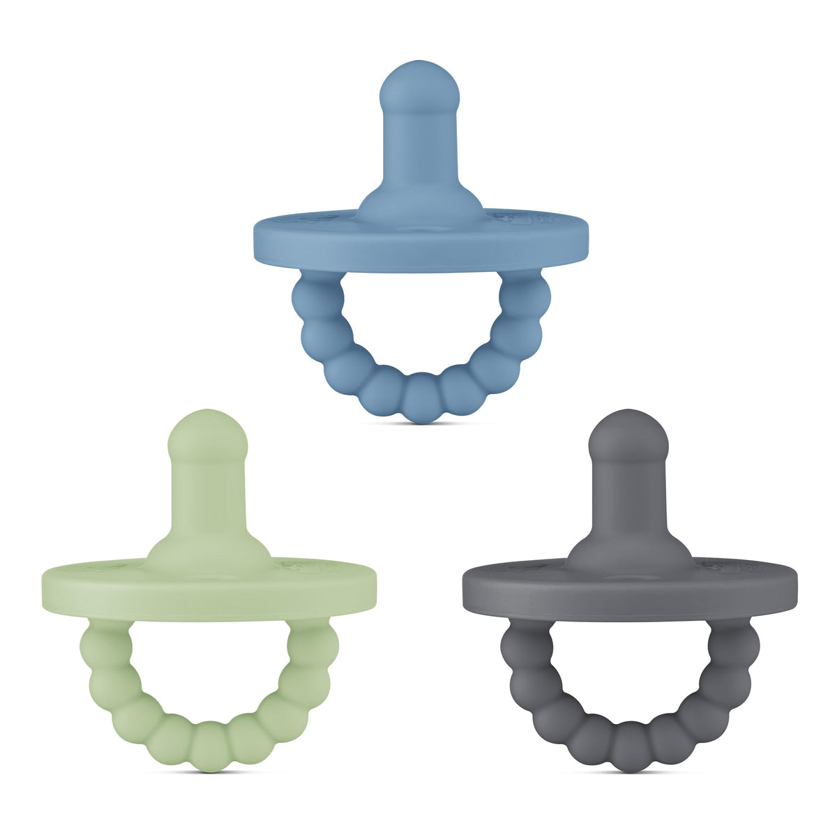 Ryan & Rose Cutie PAT 3 Pack Baby Pacifiers Teether Teething Ring Binky (Canvas, Flat Orthodontic)