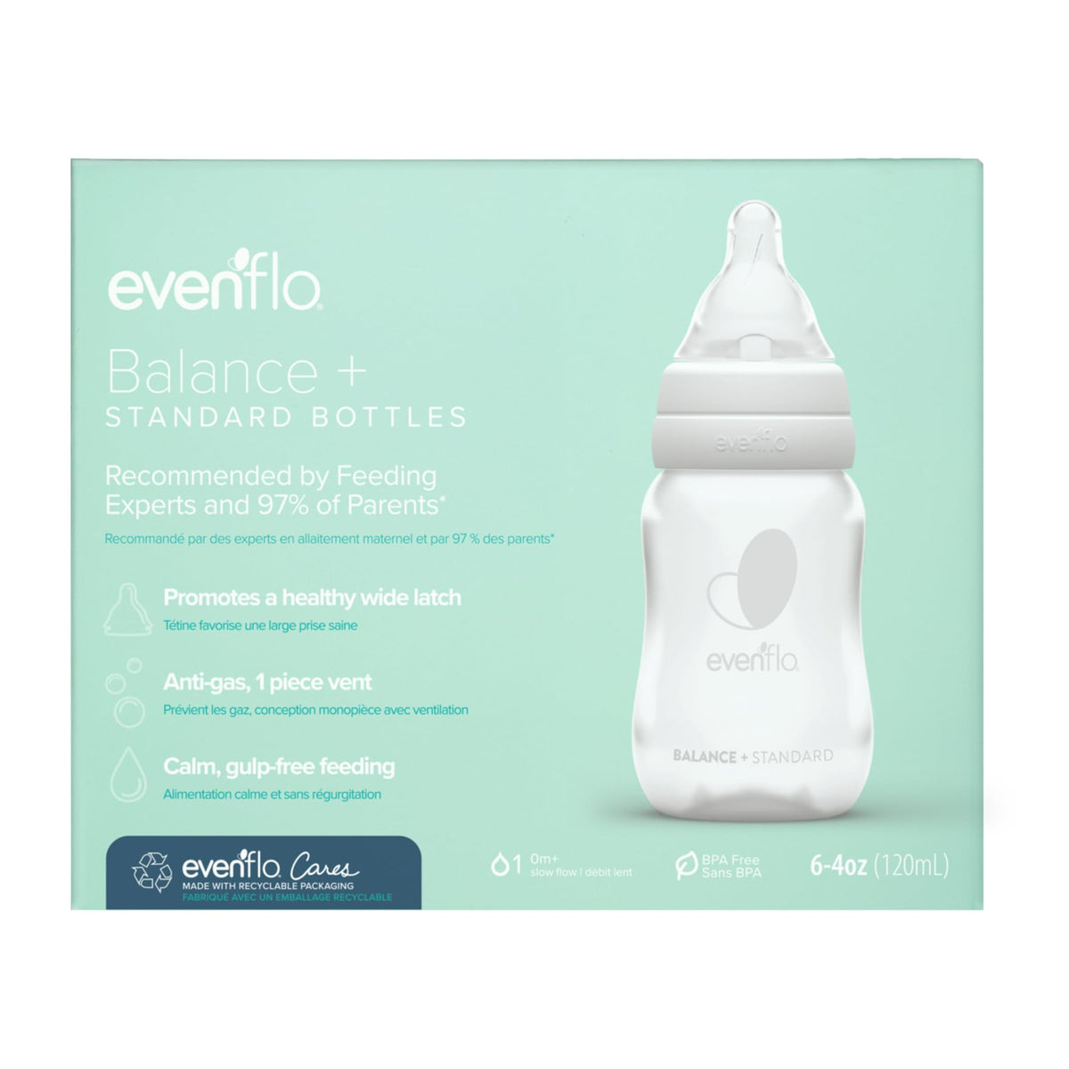 Evenflo Feeding Premium Proflo Venting Balance Plus Standard Neck Baby, Newborn and Infant Bottles - Developed by Pediatric Feeding Specialists - 9 Ounce (Pack of 6)