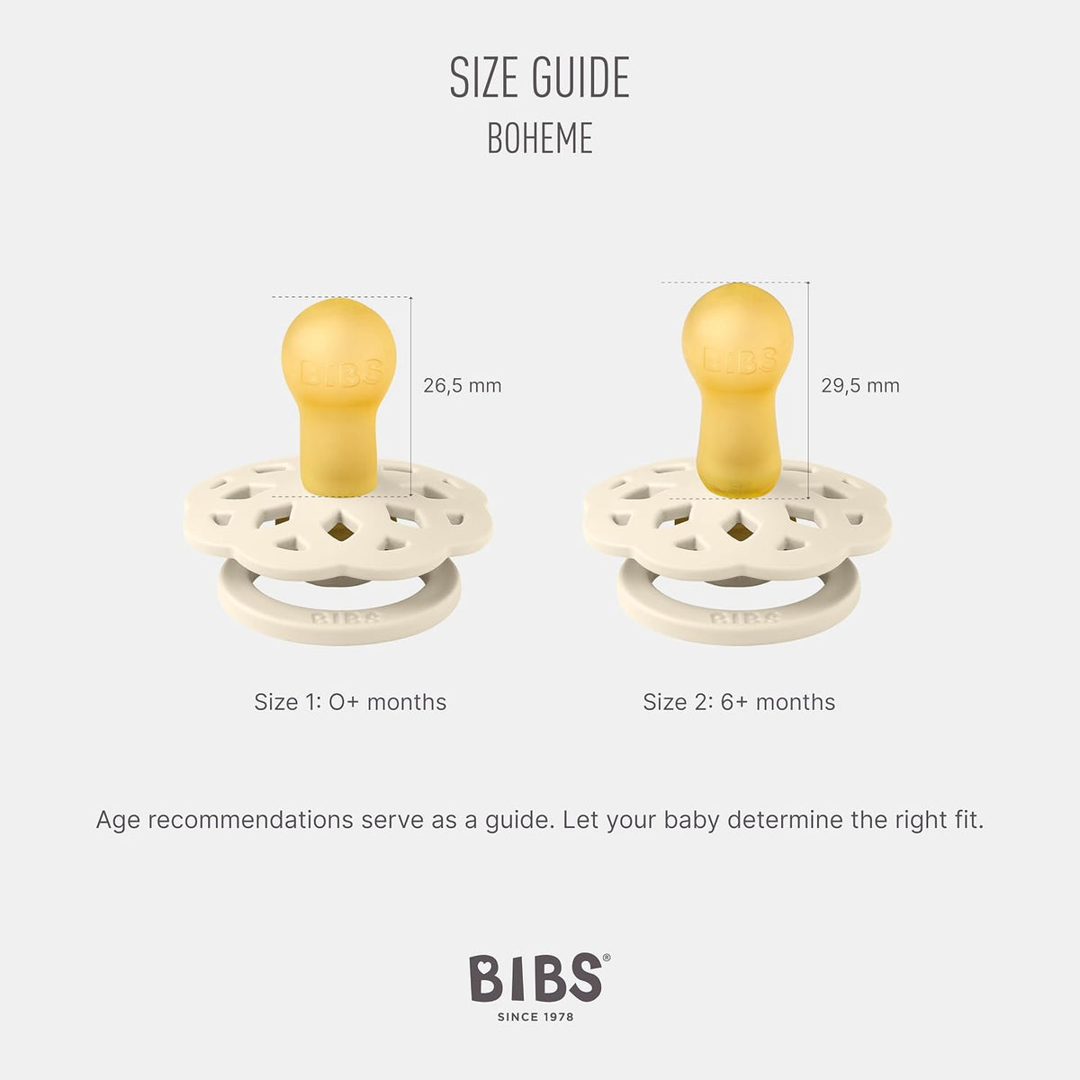 BIBS Pacifiers 6-18 Months | Boheme Collection 2-Pack | BPA-Free Round Nipple | Made in Denmark | Dusty Pink/Elderberry Color Pacifier