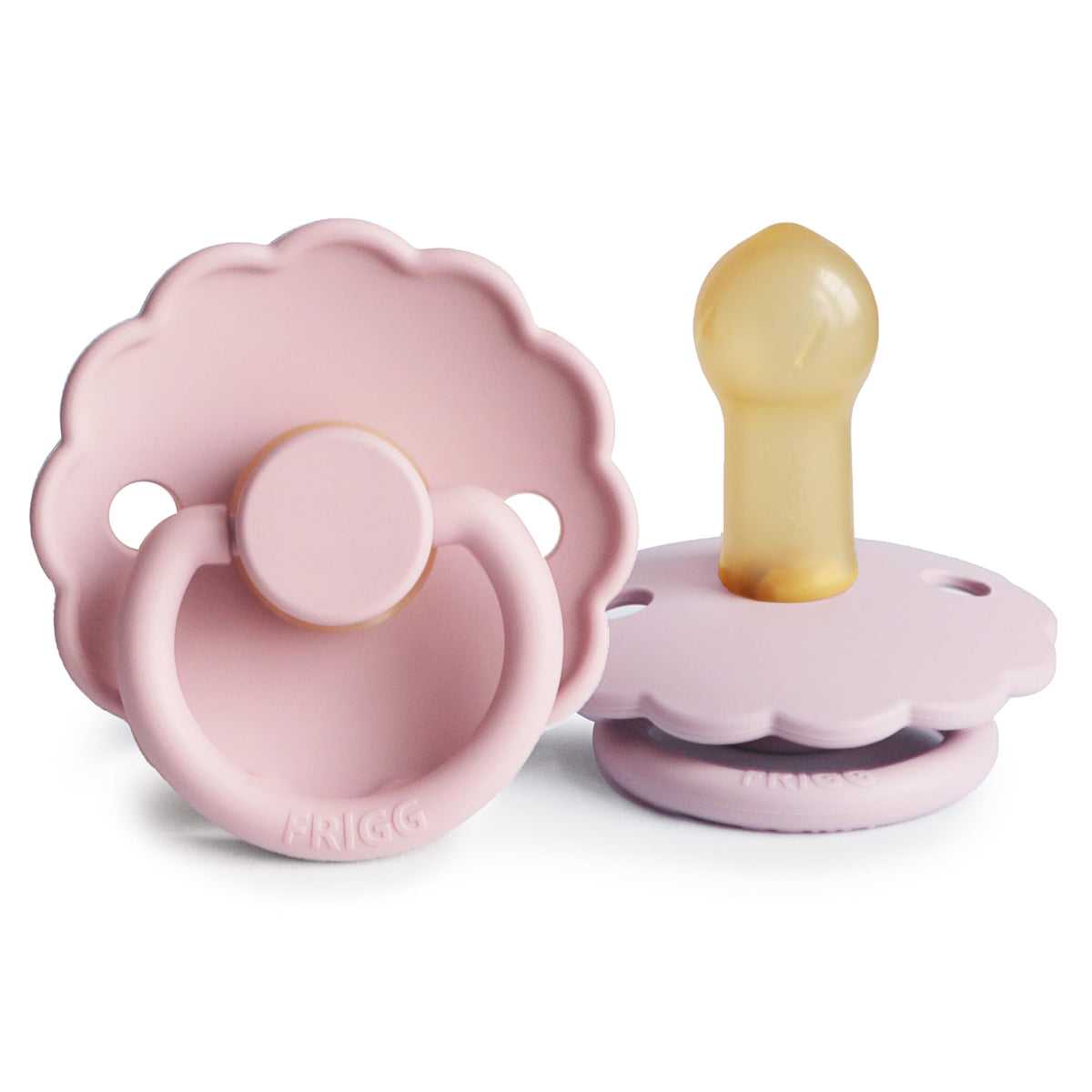 FRIGG Daisy Night Natural Rubber Baby Pacifier | Made in Denmark | BPA-Free (Blush/Cream, 6-18 Months) 2-Pack