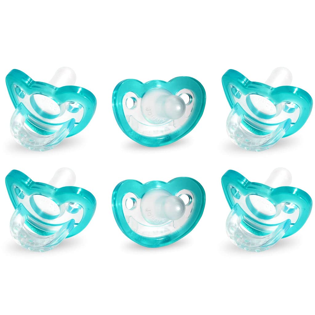 RaZbaby Jollypop Pacifier for Babies 3 Months and Up, USA Made, Natural Shaped Orthodontic Binky, Lovingly Shared in NICUs & Hospitals Worldwide, Medical-Grade 100% BPA-Free, 0-3m (Variety, 4 Count)