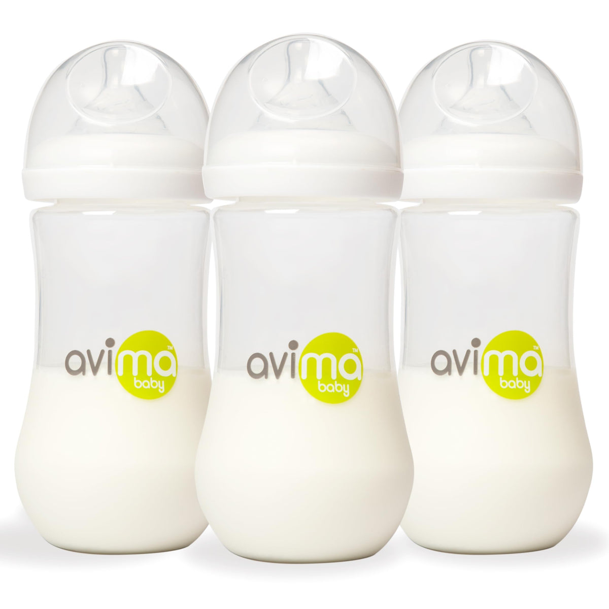 Avima 12 oz Anti Colic Baby Bottles w Fast Flow Nipples. 6-12M (Set of 3)
