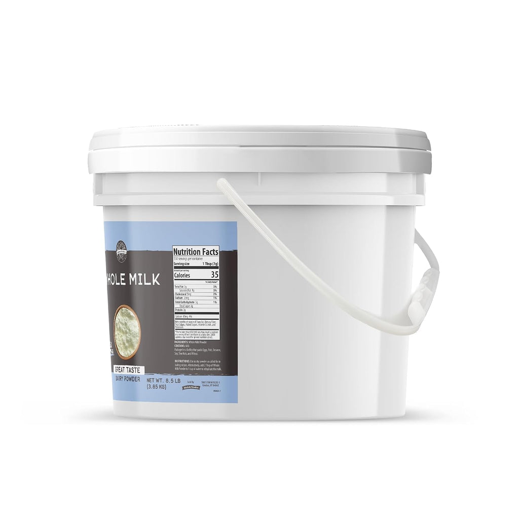 Birch & Meadow 2 Gallon Bucket of Whole Milk Powder, Light Sweet Taste (136 Ounce)